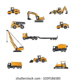 Vector construction machines, heavy equipment various types.