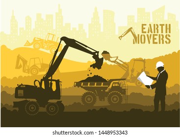 Vector construction machines, heavy equipment... earth movers