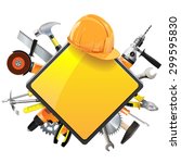 Vector Construction Sign with Tools