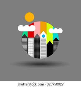 vector construction silhouette clouds industry illustration architecture industrial black city