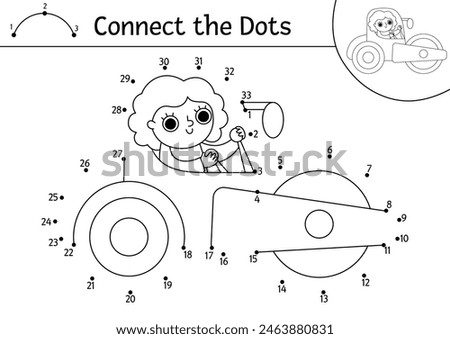 Vector construction site dot-to-dot and color activity with road roller. Building works line connect the dots game for children. Printable worksheet or coloring page with industrial vehicle
