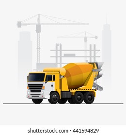 Vector Construction Site Mixer Concrete truck