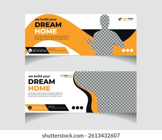 Vector construction social media post cover template design