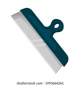 Vektorbau Stahl Putty Knife im Cartoon-Stil. breites Spatelwerkzeug für Gipsabbau.Berufliche Ausrüstung für Reparatur und Bauwesen.einzeln auf weißem Hintergrund.