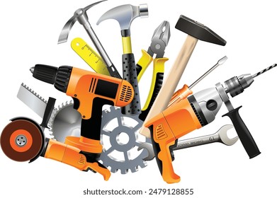 Vector construction tools illustration set design