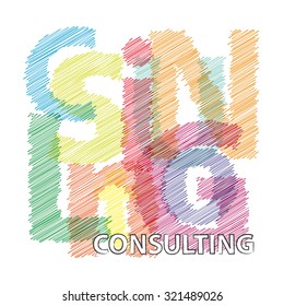 Vector consulting. Broken text scrawled