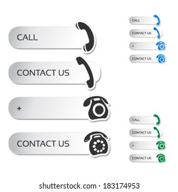 Vector contact, call buttons - telephone icons, symbols