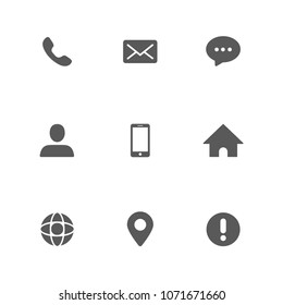 Vector contact icon set grey on white background