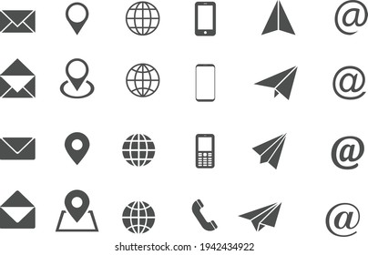 Vector Contact Icon Set with simple designs