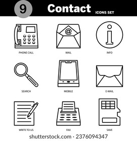 Vector Contact line art icon set editable and resizable