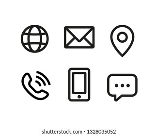 Vector contact, phone, internet communication icon set.