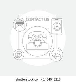vector contact us concept design illustration