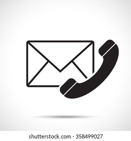 Vector Contact Us Icon. Mail And Phone.