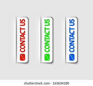 Vector contact us labels or tags for the web page
