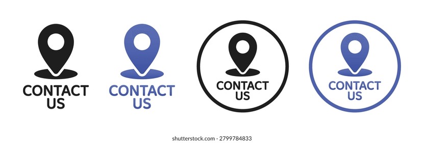 Vector Contact Us Sign With Location Icon Set