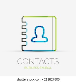 Vector contacts company logo design, business symbol concept, minimal line style