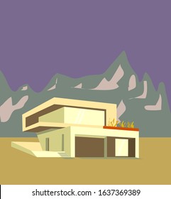 Vector of container house or container office isolated modern house architecture illustration