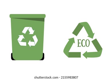 Vector container for recycling waste. Ecology, environmental protection. Colored flat illustration.