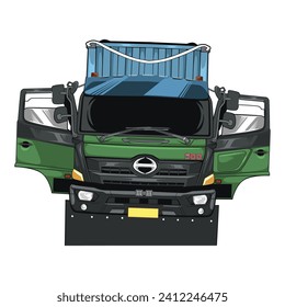 vector container truck car on a white background