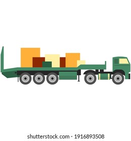 Vector container truck or onboard semi-truck isolated on white background. Special transport for fright and cargo delivery