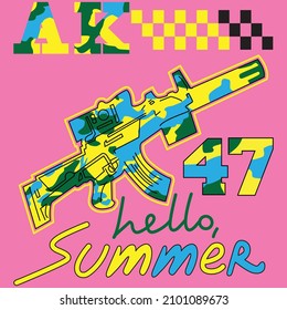 Vector contains ak47 with typography for t shirt design.