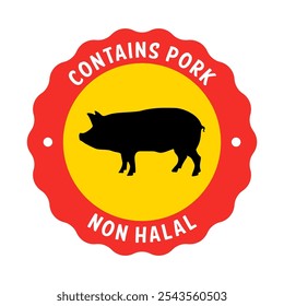 Vector Contains Pork Non Halal Badge Label
