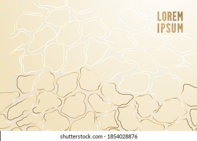 Vector contemporary background of colored stones with golden glow. Pastel colors, smooth gradient. Gold, beige.