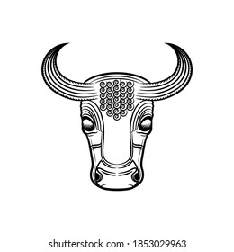 Vector contemporary beautiful illustration of a stylized bull head. Figure isolated on a white background. The symbol of the New 2021, logo.