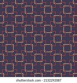 Vector Contemporary Color Small Square Geometric Overlapping Shape Seamless Background. Simple Sino Portuguese, Peranakan Pattern Design. Use For Fabric, Interior Decoration Elements, Wrapping.