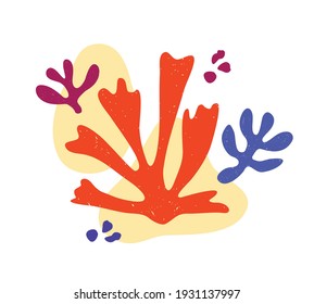 Vector contemporary composition with aesthetic hand drawn abstract leaves and fluid shape forms. Creative Matisse inspired floral illustration. Childish scandinavian background, wallpaper, print