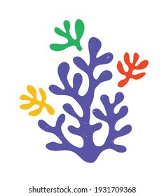 Vector contemporary composition with aesthetic hand drawn abstract leaves and fluid shape forms. Creative Matisse inspired floral illustration. Childish scandinavian background, wallpaper, print