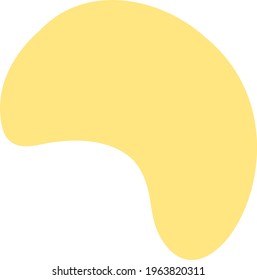 Vector contemporary design asset. Semicircular geometric element in shape of inverted moon, piece of cheese. Flat pale yellow figure for creating patterns, backgrounds, texture, decor. Simple clipart.