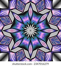 vector contemporary floral tribal scarf pattern on black