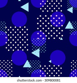 Vector contemporary geometric abstract pattern . Fun backdrop decorative blue colored neon print .