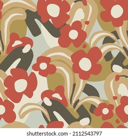 Moderne Vektorgrafik und moderne Blumen und Formen Collage Illustration Motiv nahtlos wiederholen Muster Mode Heimküche Druck Stoffgewebe digitale Kunstwerke