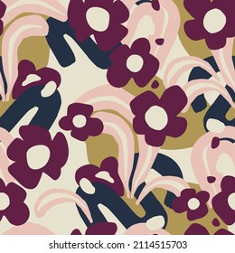 Image vectorielle moderne fleur contemporaine et formes motif de collage illustration motif harmonieux répétition motif de mode maison cuisine imprimer tissu art numérique