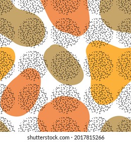 Vector contemporary seamless pattern with aesthetic hand drawn abstract shapes and geometric elements. Creative Mid Century minimalist bohemian contemporary design, print, poster, background