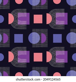 Vector contemporary seamless pattern with aesthetic hand drawn abstract shapes and geometric elements. Creative Mid Century minimalist bohemian contemporary design, print, poster, background