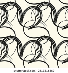 Vector contemporary seamless pattern with aesthetic hand drawn abstract shapes and line. Creative geometric minimalist bohemian contemporary design, print, poster, background