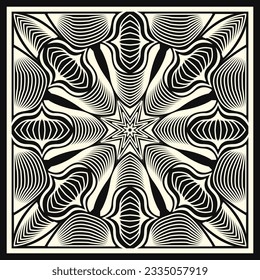 vector contemporary white ethnic lines scarf pattern on black