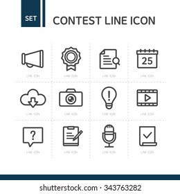 Vector contest exhibit line icon set