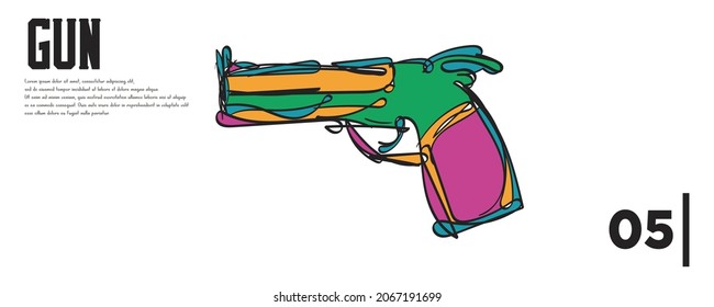vector continue line gun . vector line illustration of a gun in modern colors. suitable for banners, promotions, book covers, covers.
