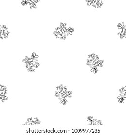 Vector continuos line drawing with blossom flowers quote. Black simple hand drawn illustration on white background for fabric design. Abstract floral linear seamless pattern.