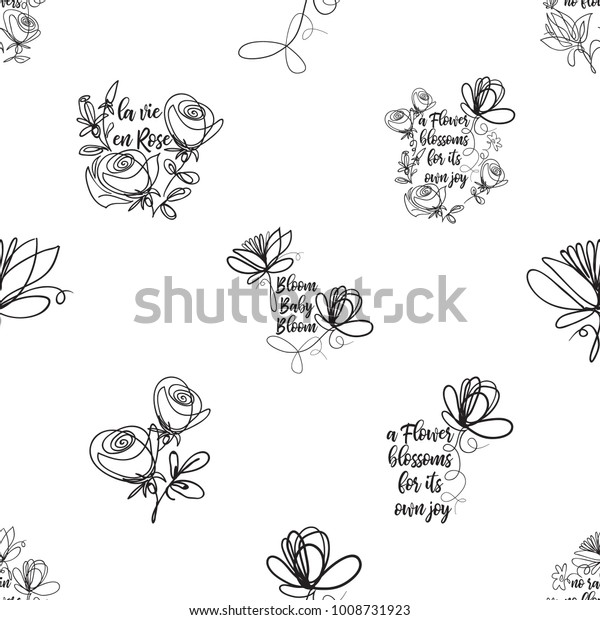 Vector Continuos Line Drawing Flower Roses Stock Vector