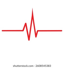Vector Continuous Heartbeat Waveform on a White Background for Cardiovascular Symbol, Medical Technology, and Health Graphics