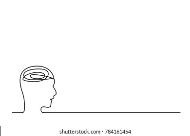 Vector continuous line. Abstract portrait of a thinker. Teacher.