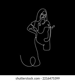 vector continuous line beautiful sexy stylish woman