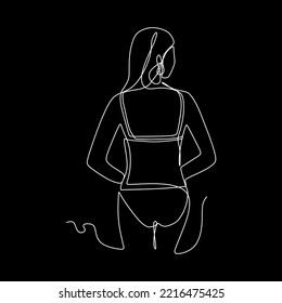 vector continuous line beautiful sexy stylish woman