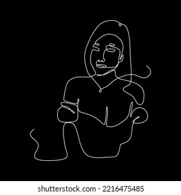 vector continuous line beautiful sexy stylish woman