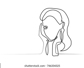 Vector continuous line. Beauty. Abstract portrait of a woman. Vector illustration.